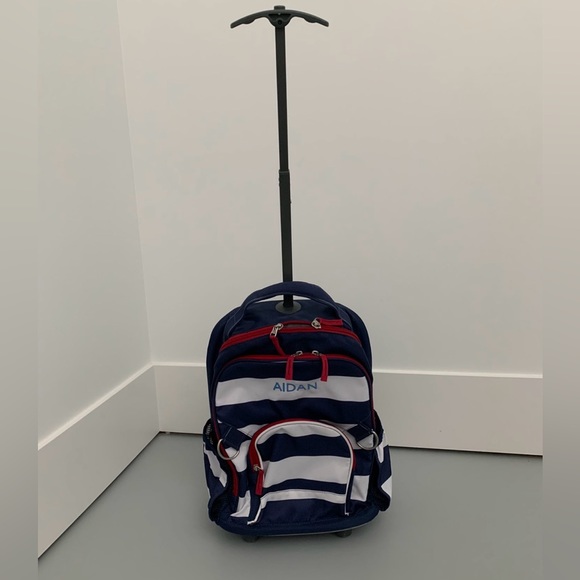 Pottery Barn Kids Rolling Backpack - Embroidered Name “Aidan” - Picture 2 of 3